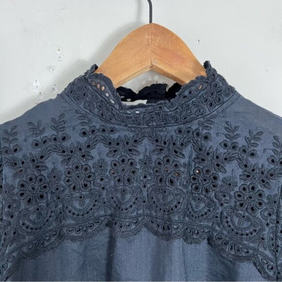 RÓHE Vonna Blouse In Black Size 36 US 4 eyelet embroidery and scalloped edges - Picture 8 of 16